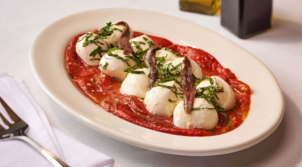 Roasted Peppers w/ Mozzarella & Anchovies