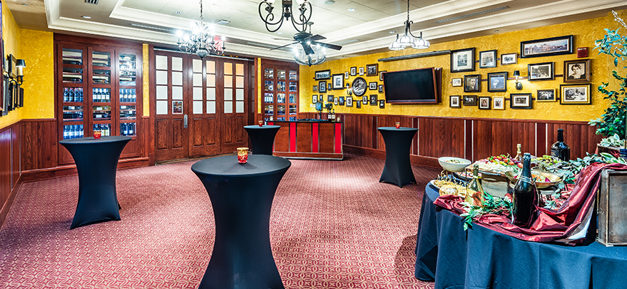Cocktail Set-Up with TV, Bar and Buffet Display