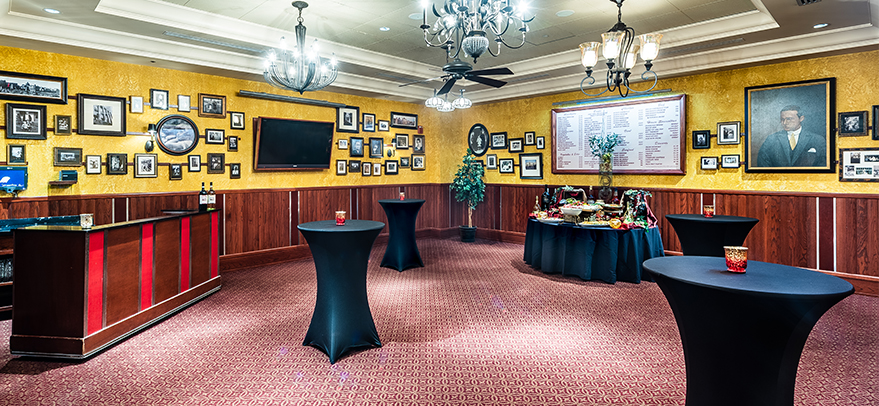 Side View of Cocktail Set-Up with TV, Bar and Buffet Display