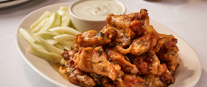 Zesty Scarpariello Wings with Creamy Gorgonzola Dip